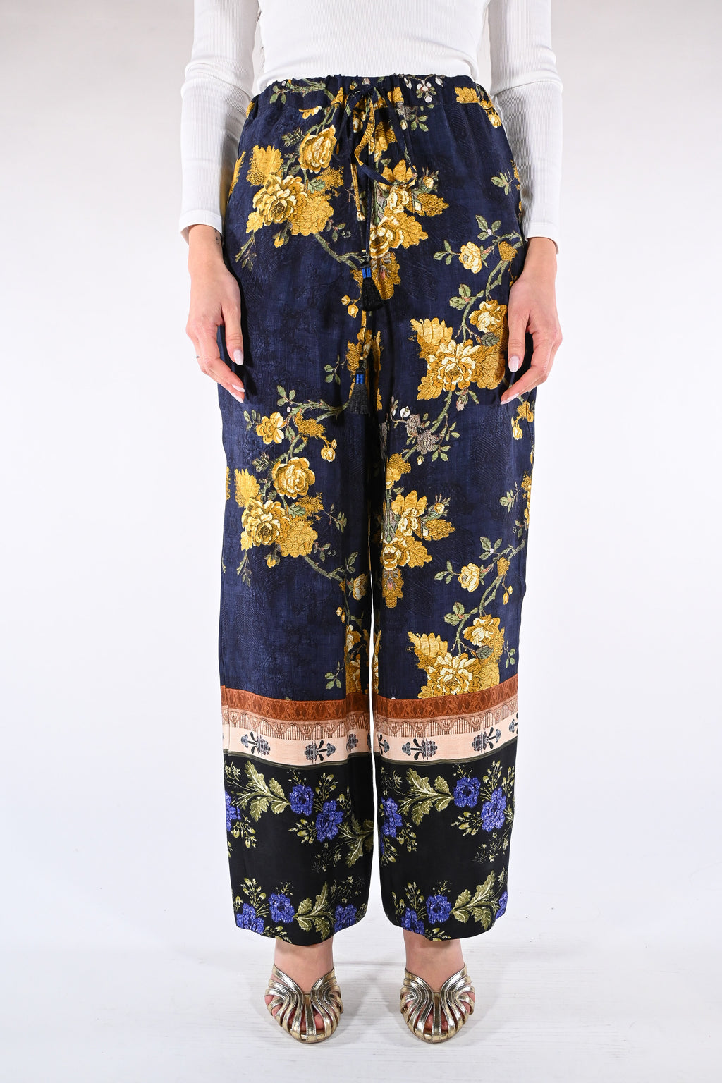 Pantalone Palazzo a Fantasia Floreale - Wu side