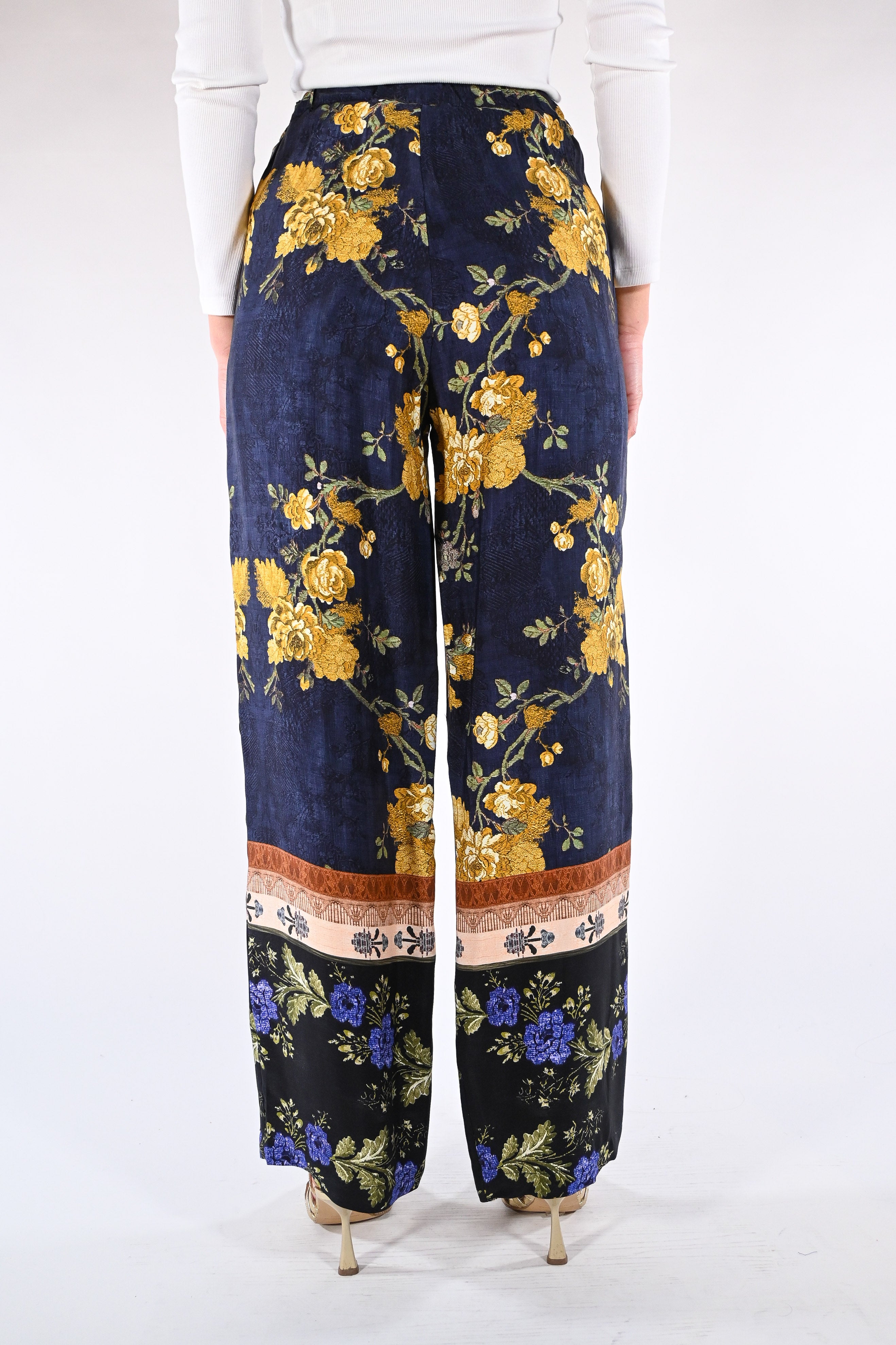 Pantalone Palazzo a Fantasia Floreale - Wu side