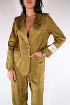 Giacca monopetto in jacquard senape - Wu side