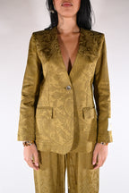 Giacca monopetto in jacquard senape - Wu side