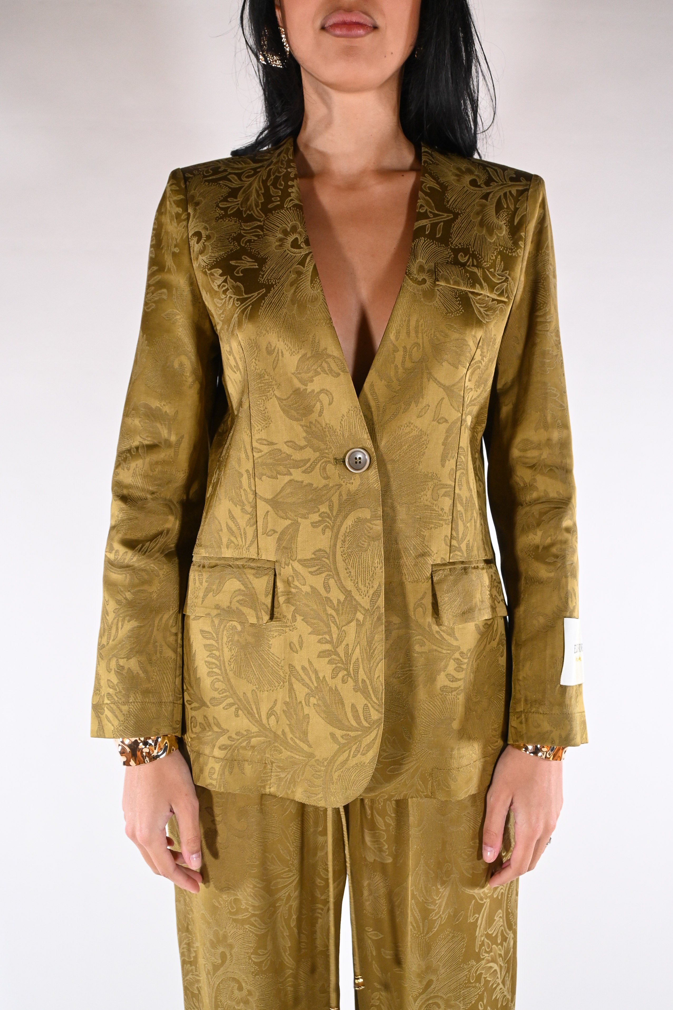 Giacca monopetto in jacquard senape - Wu side