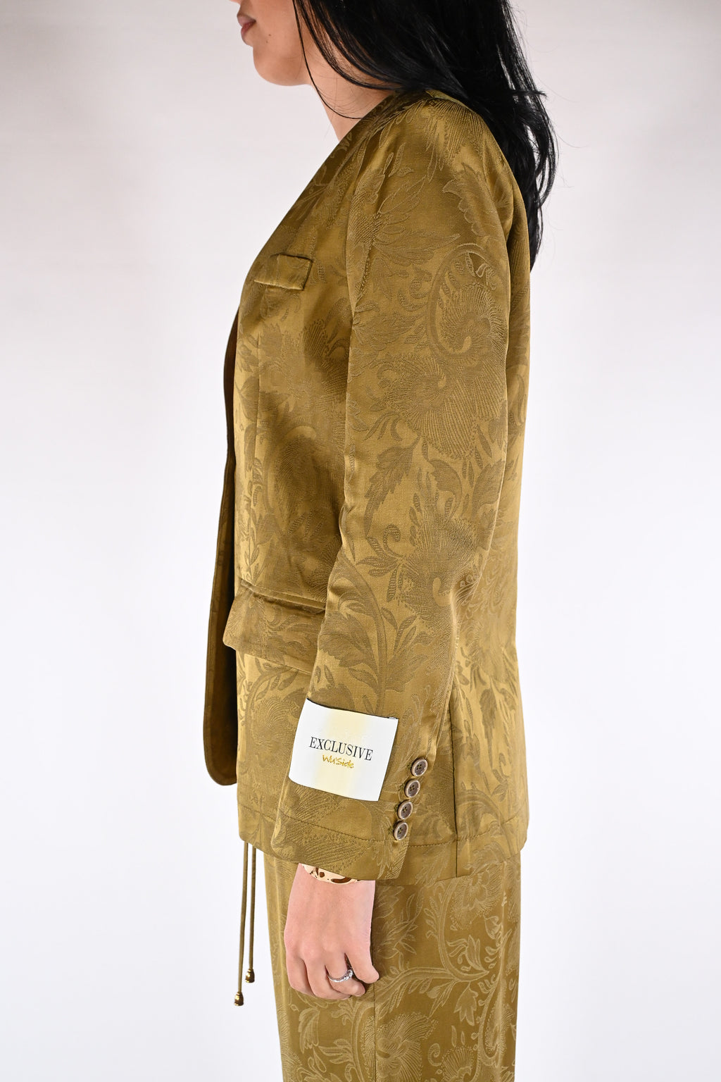 Giacca monopetto in jacquard senape - Wu side