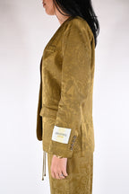 Giacca monopetto in jacquard senape - Wu side