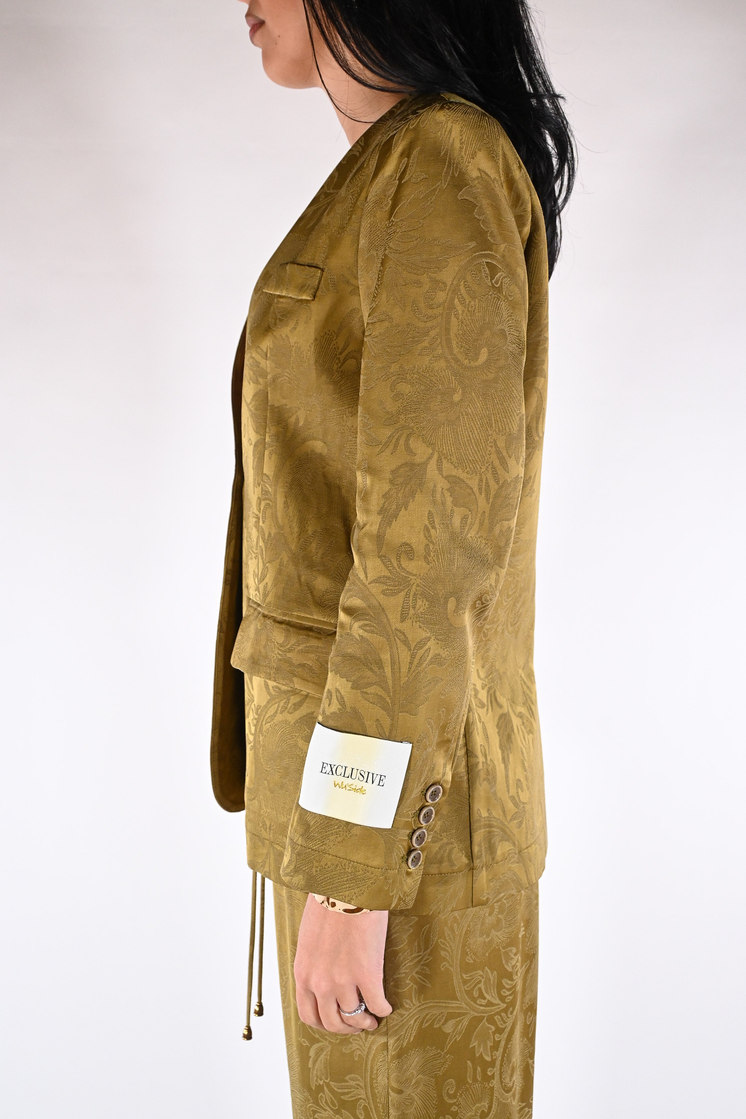 Giacca monopetto in jacquard senape - Wu side