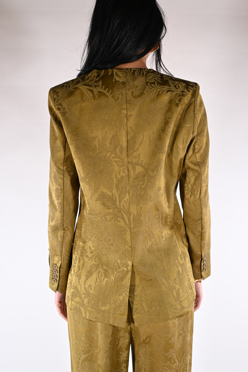 Giacca monopetto in jacquard senape - Wu side