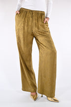 Pantalone wide-leg in jacquard senape - Wu side