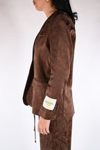 Giacca monopetto in jacquard marrone - Wu side