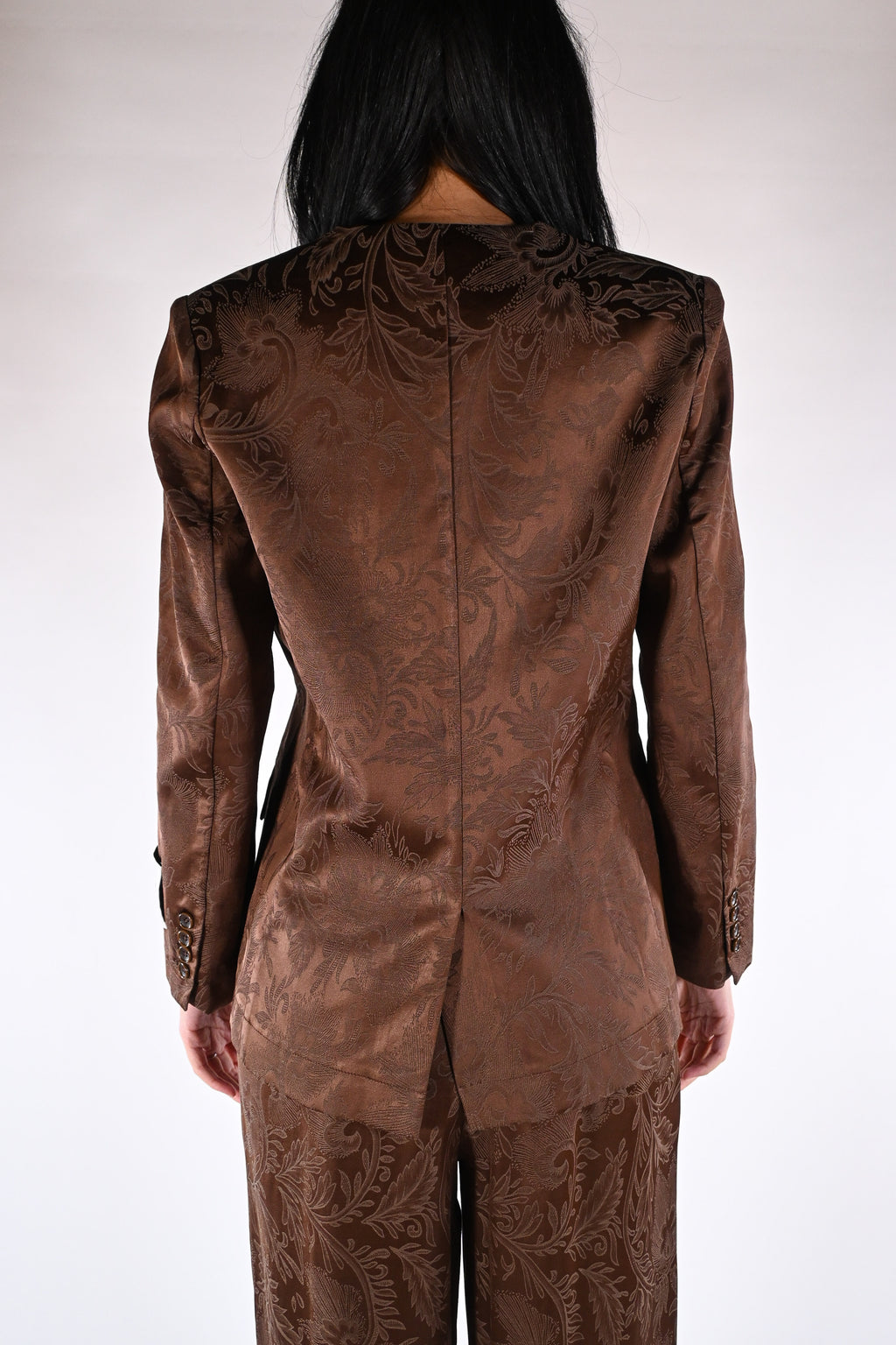 Giacca monopetto in jacquard marrone - Wu side