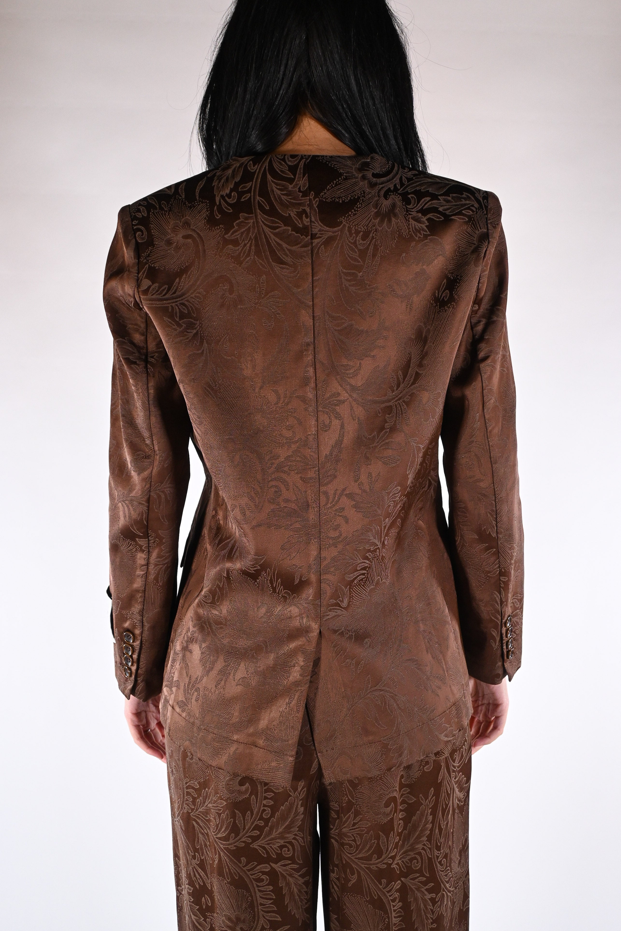 Giacca monopetto in jacquard marrone - Wu side