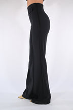 Pantaloni in doppio crêpe stretch con logo ricamato - Elisabetta Franchi