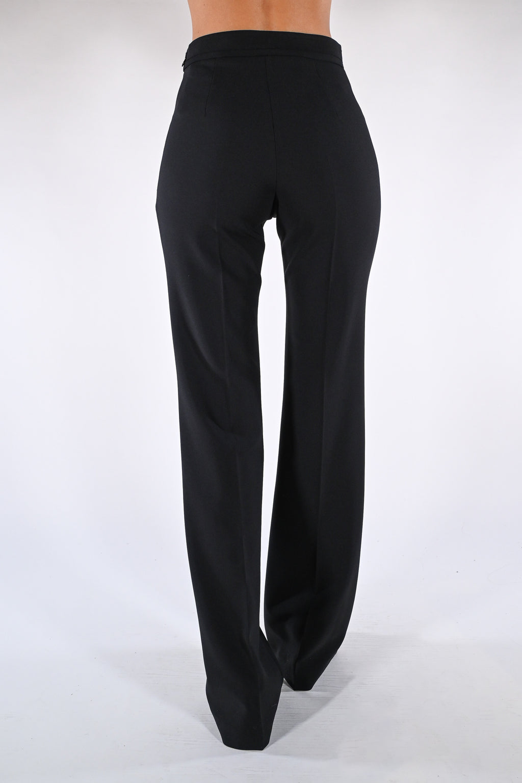 Pantaloni in doppio crêpe stretch con logo ricamato - Elisabetta Franchi