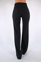 Pantaloni in doppio crêpe stretch con logo ricamato - Elisabetta Franchi