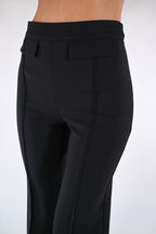 Pantaloni in doppio crêpe stretch con logo ricamato - Elisabetta Franchi