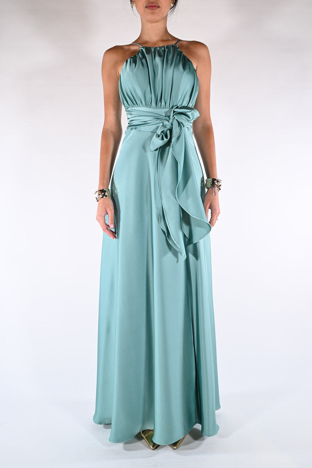 Abito con scollo all'Americana verde acqua - Berti Mode  Collection