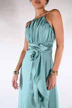 Abito con scollo all'Americana verde acqua - Berti Mode  Collection