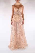 Abito con paillettes rosa- Berti Mode Collection