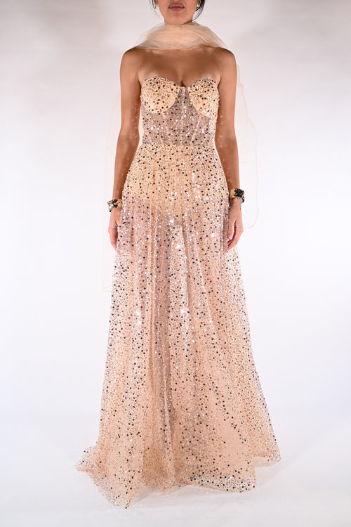 Abito con paillettes rosa- Berti Mode Collection