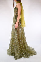 Abito con paillettes verde oliva - Berti Mode Collection