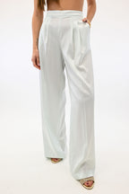 Twinset pantaloni a palazzo in raso azzurro