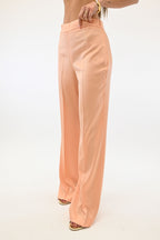 Twinset pantaloni a palazzo in raso salmone