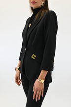 Elisabetta Franchi Giacca in doppio crêpe stretch con dettagli logo