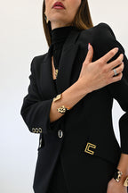 Elisabetta Franchi Giacca in doppio crêpe stretch con dettagli logo