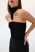 Elisabetta Franchi Body in jersey crêpe con dettaglio gioiello