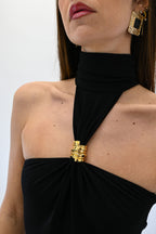 Elisabetta Franchi Body in jersey crêpe con dettaglio gioiello