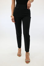 Elisabetta Franchi Pantaloni in doppio crêpe stretch con logo ricamato