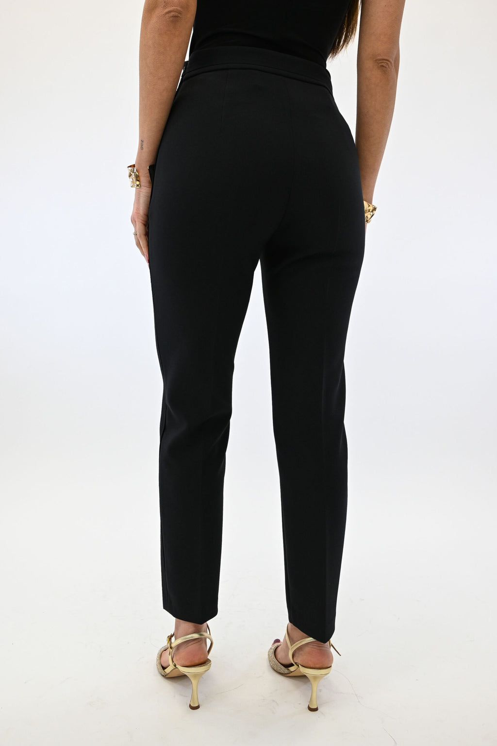 Elisabetta Franchi Pantaloni in doppio crêpe stretch con logo ricamato