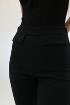 Elisabetta Franchi Pantaloni in doppio crêpe stretch con logo ricamato