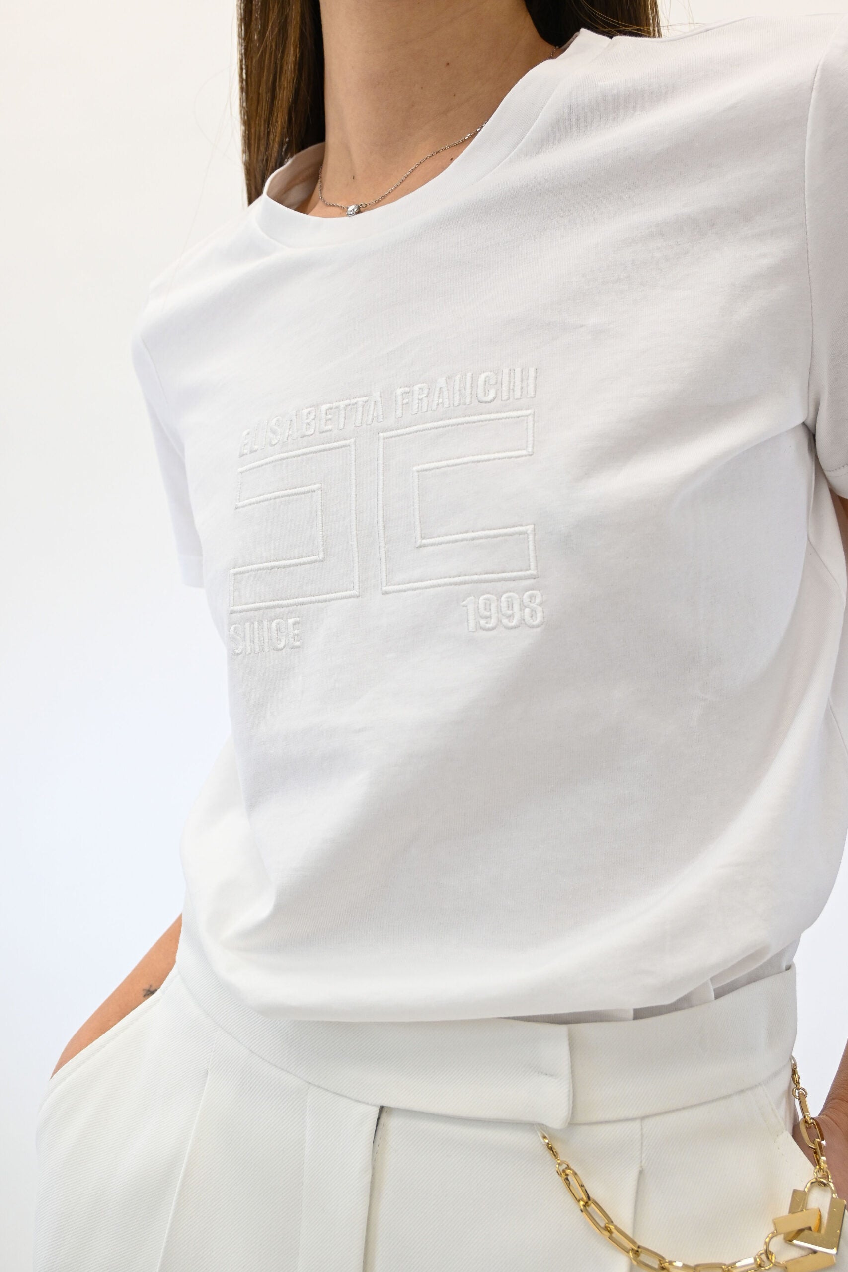 Elisabetta Franchi T-shirt in jersey con logo ricamato