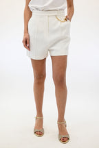 Elisabetta Franchi Shorts in gabardina con logo gioiello