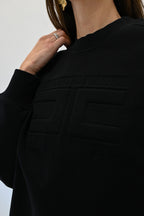 Elisabetta Franchi Felpa in cotone con logo embossed