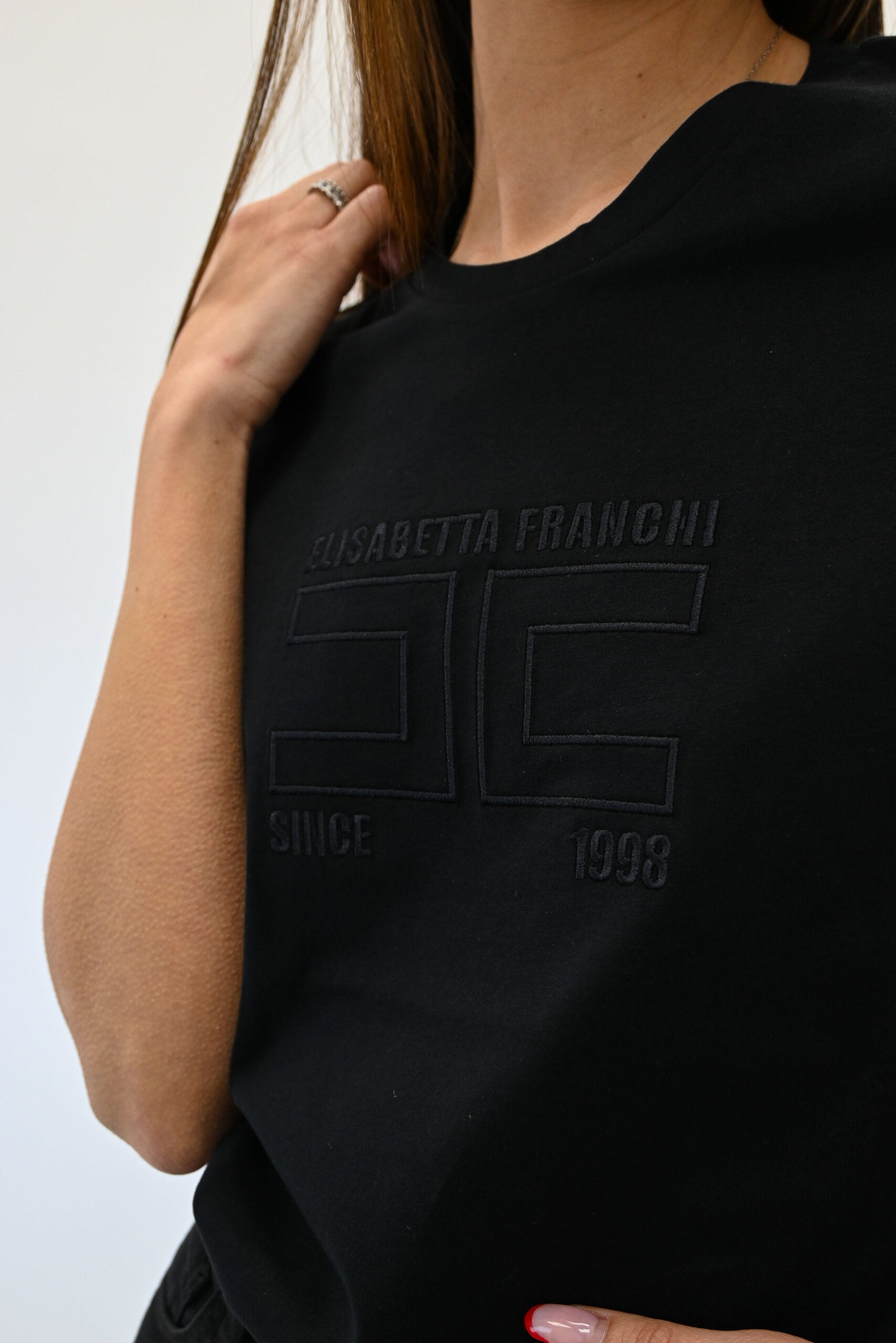 Elisabetta Franchi T-shirt in jersey con logo ricamato