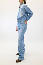 Elisabetta Franchi Tuta in denim con dettaglio lettering