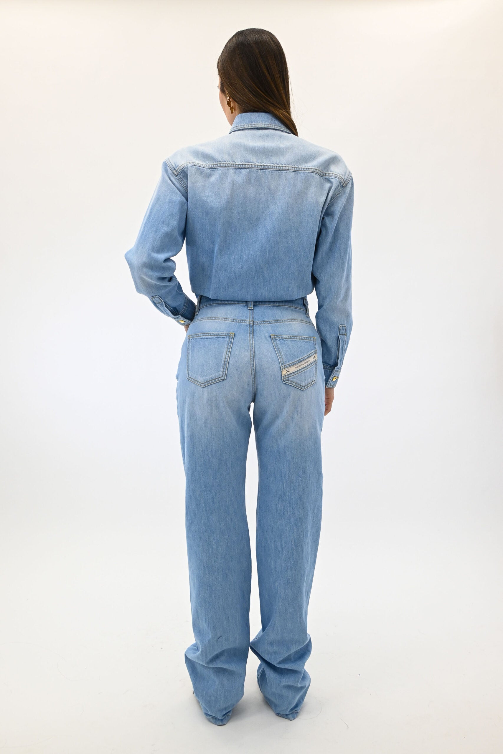 Elisabetta Franchi Tuta in denim con dettaglio lettering