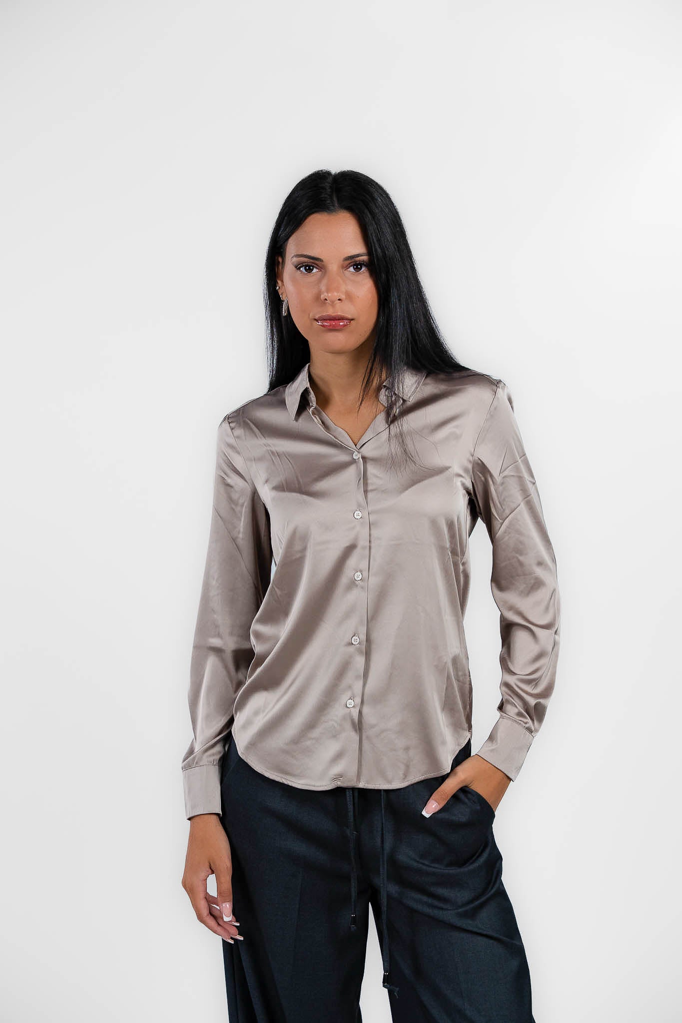 Emme Marella - Camicia in raso color sabbia