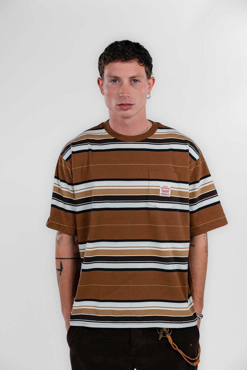 Levi's - t-shirt a righe marroni