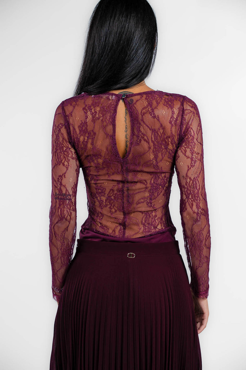 Rinascimento - Body bordeaux con pizzo