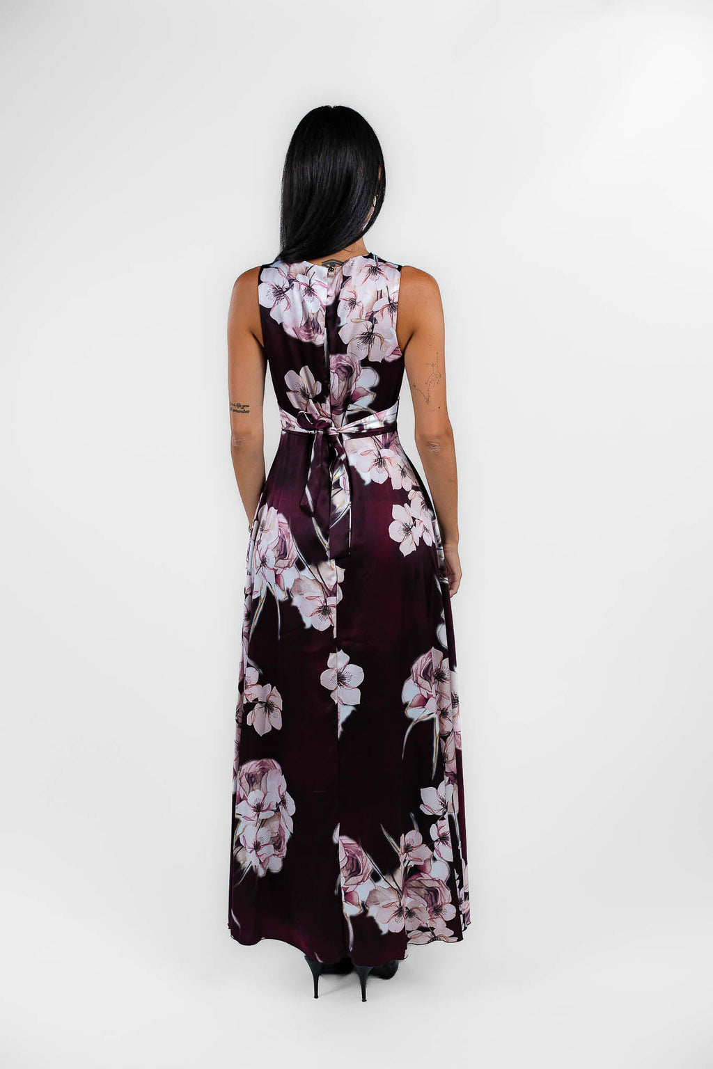 Rinascimento - Abito Bordeaux a fiori