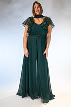 Tuta Elegante con Sopragonna e Dettagli Gioiello verde bosco - Berti Mode Collection