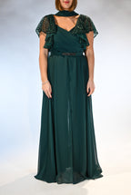 Tuta Elegante con Sopragonna e Dettagli Gioiello verde bosco - Berti Mode Collection