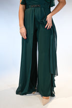 Tuta Elegante con Sopragonna e Dettagli Gioiello verde bosco - Berti Mode Collection