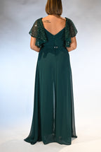 Tuta Elegante con Sopragonna e Dettagli Gioiello verde bosco - Berti Mode Collection