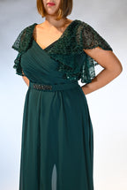 Tuta Elegante con Sopragonna e Dettagli Gioiello verde bosco - Berti Mode Collection