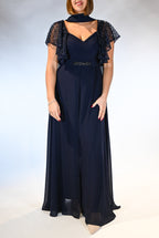 Tuta Elegante con Sopragonna e Dettagli Gioiello blu notte- Berti Mode Collection