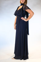 Tuta Elegante con Sopragonna e Dettagli Gioiello blu notte- Berti Mode Collection