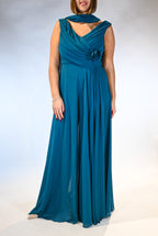 Tuta Elegante Ottanio con Drappeggio e Sopragonna - Musani