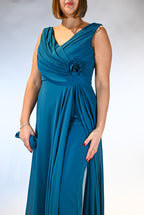 Tuta Elegante Ottanio con Drappeggio e Sopragonna - Musani